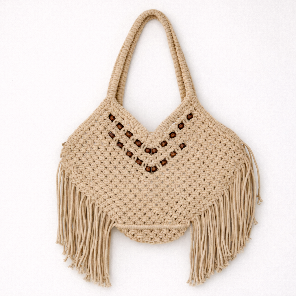 Boho Chic Handmade Macrame Fringe Shoulder Bag