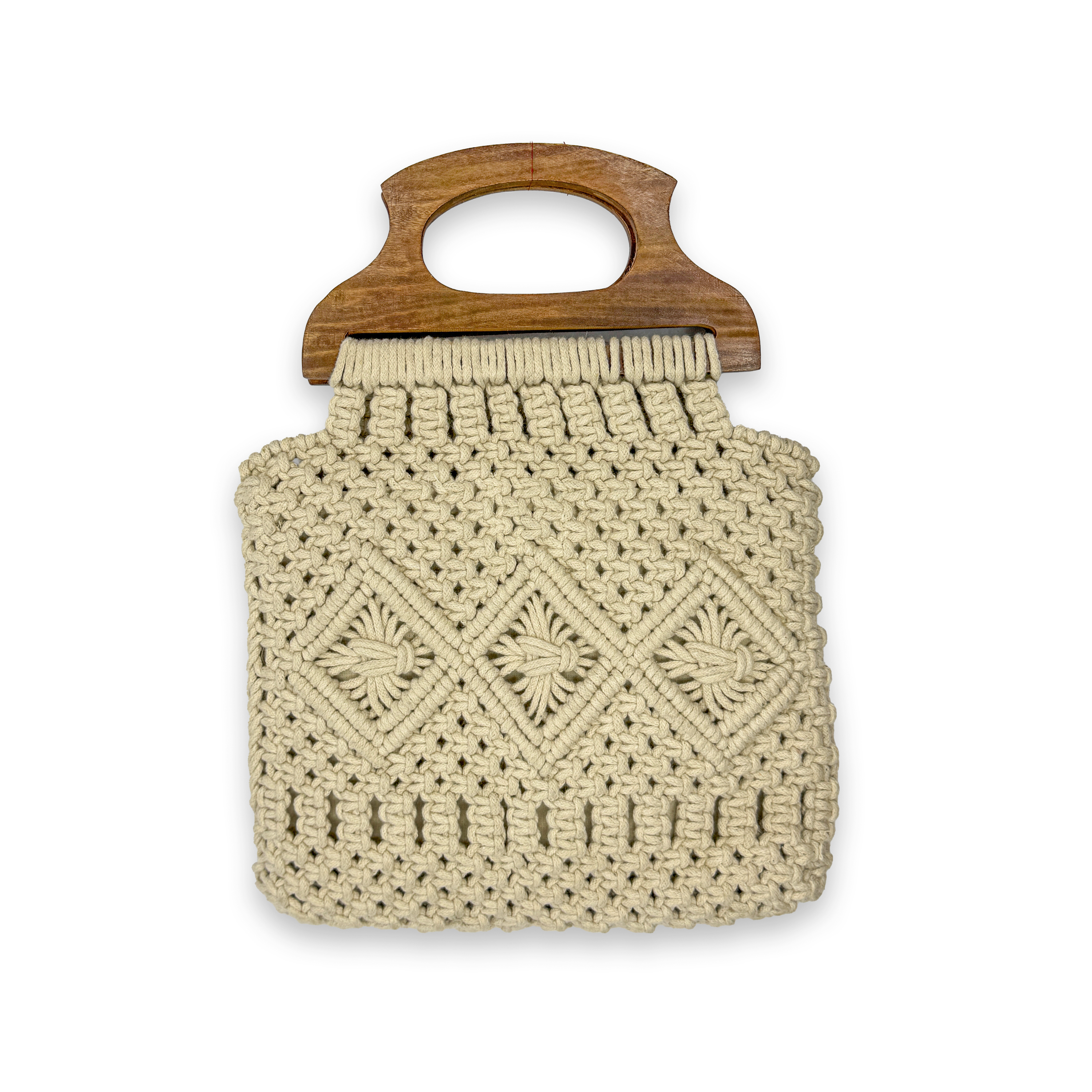 Ivory Elegance Macrame Handbag