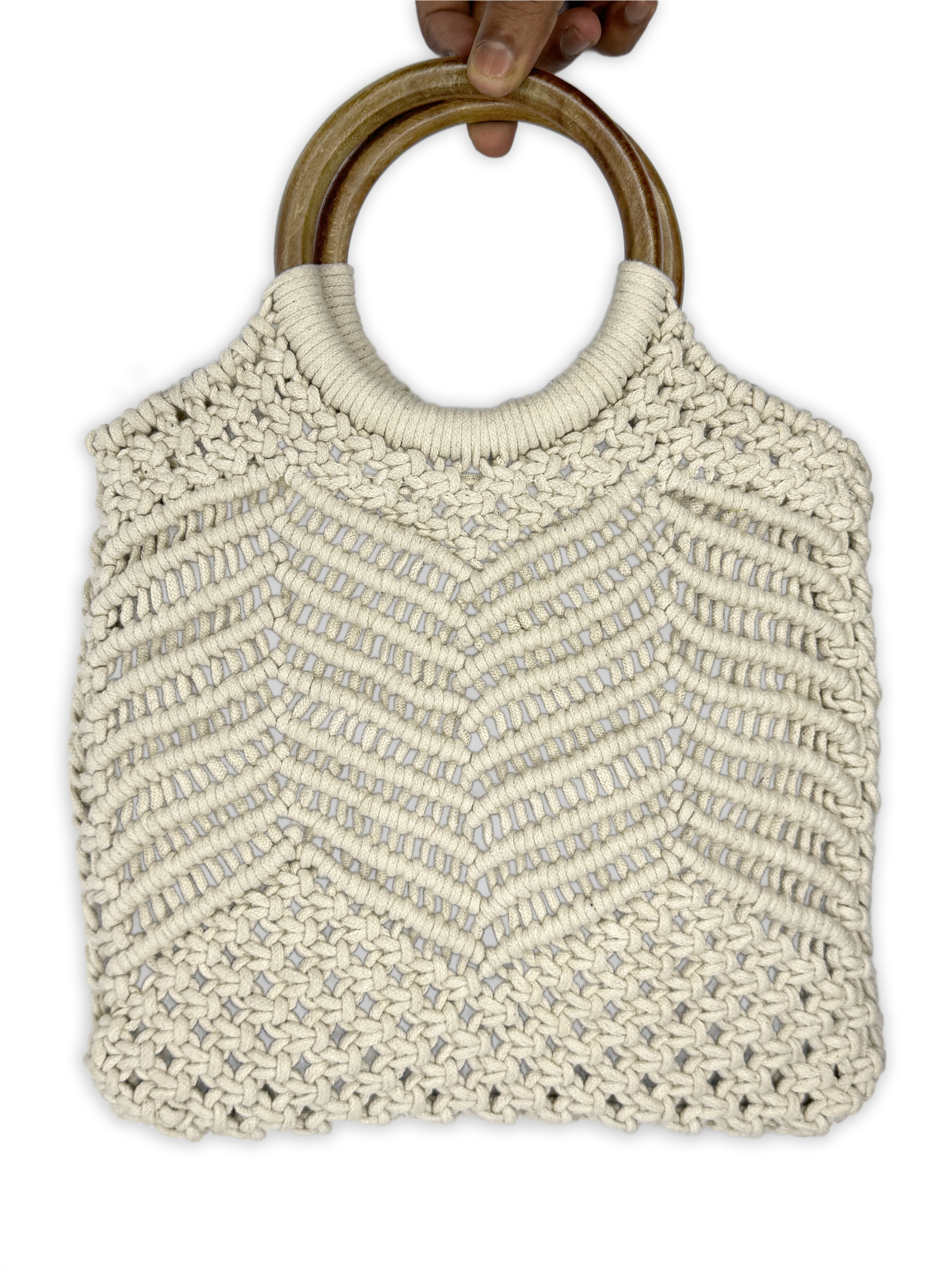 Ivory Elegance Macrame Handbag