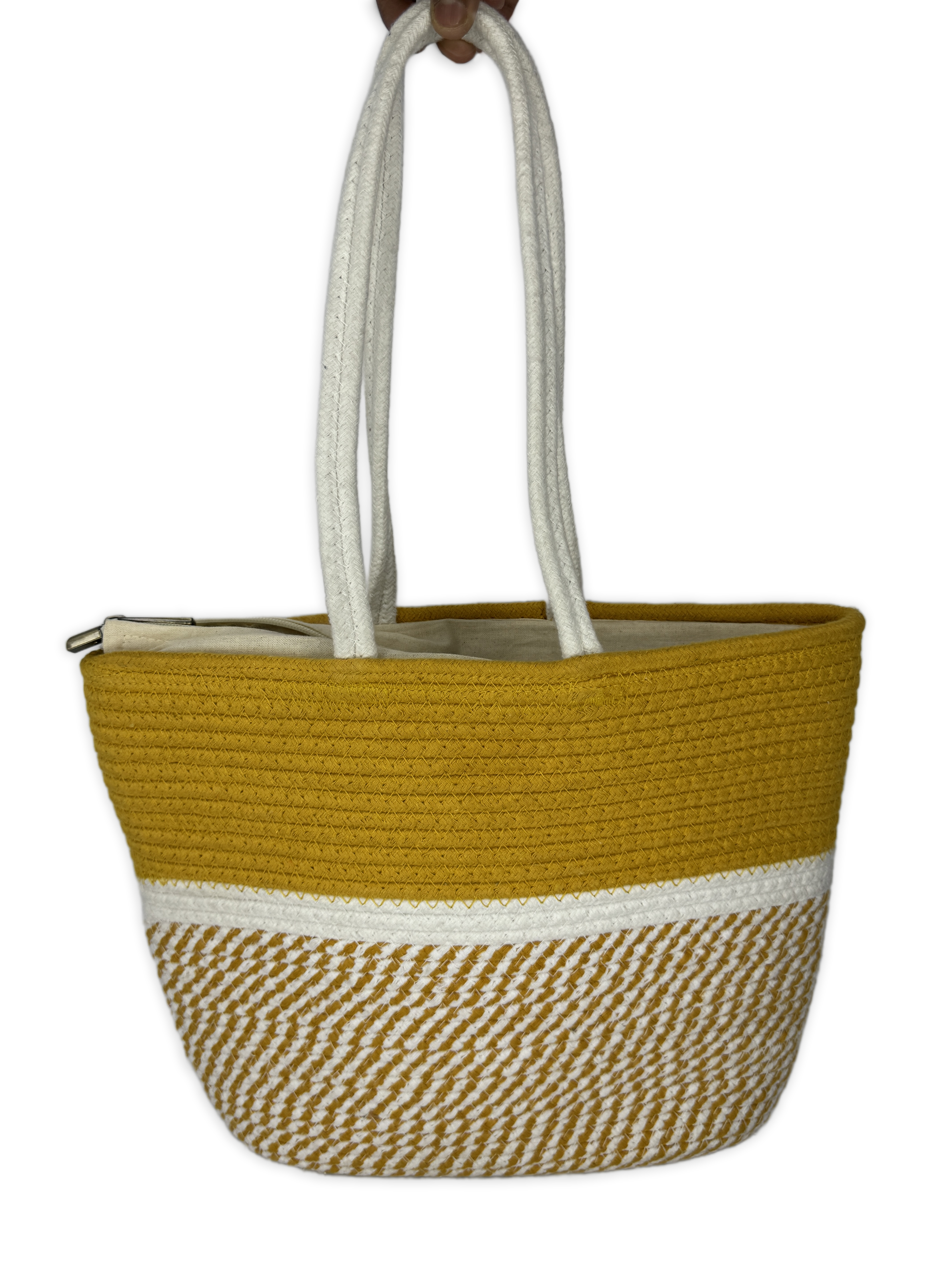 Handcrafted Mustard Cotton Rope Tote Bag